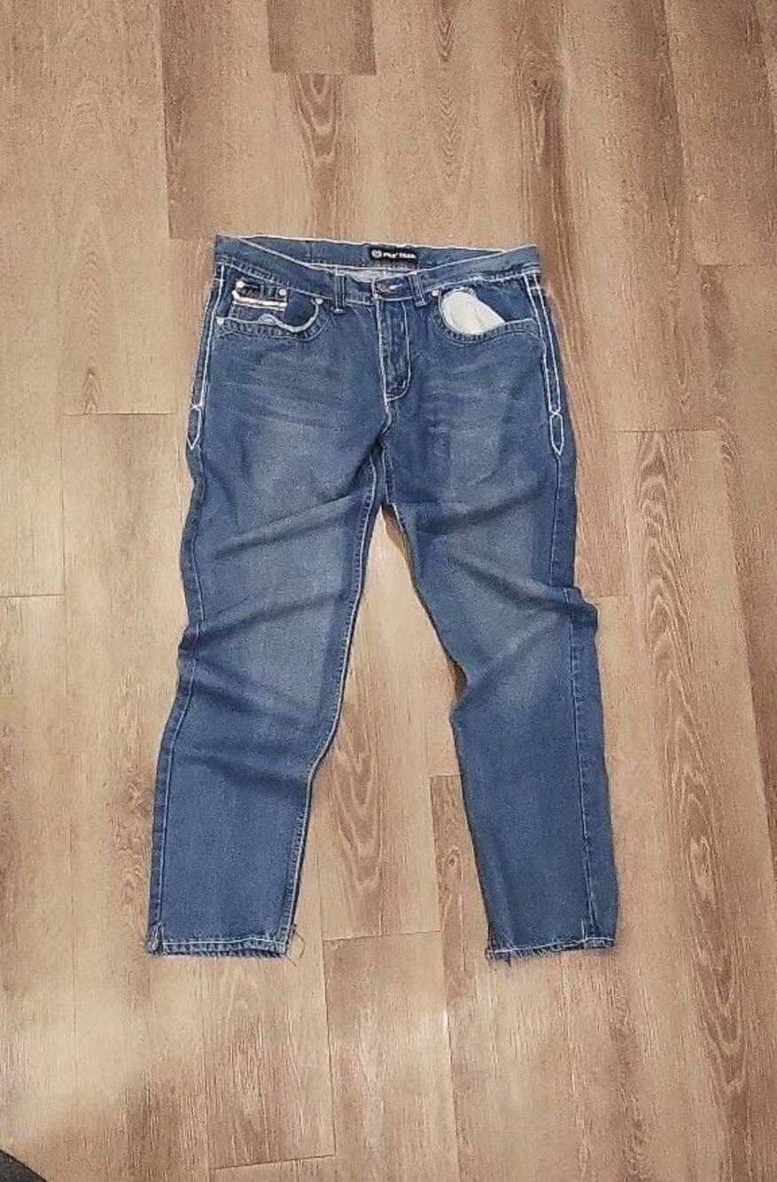 Phat Farm Blue Denim Jeans Size 36x32 Contrast Stitching